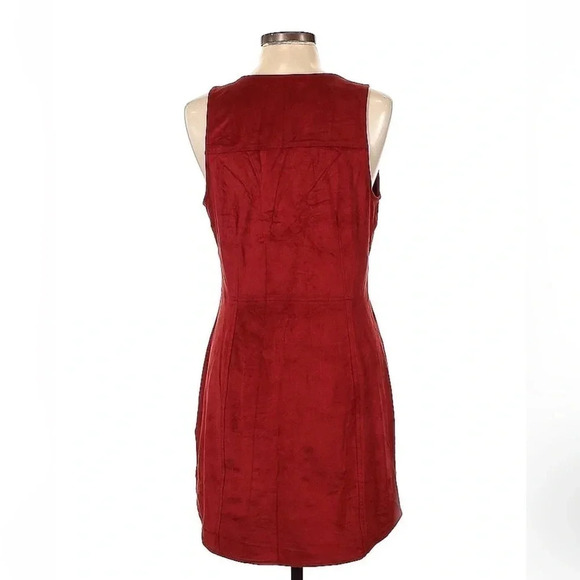 Express Western Fringe Mini Dress in Burnt Orange Red Faux Suede Size Large L - Picture 2 of 3